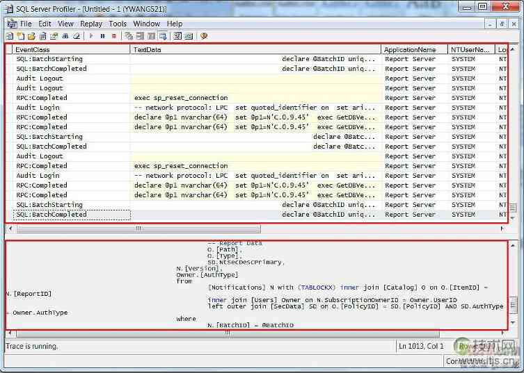 SQL Profiler跟踪窗口详解及数据保存方法(图1)