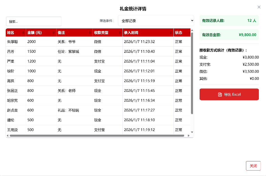 告别手写礼簿!一款开源免费的电子红白喜事礼簿系统全攻略(图11) 告别手写礼簿!一款开源免费的电子红白喜事礼簿系统全攻略(图11)